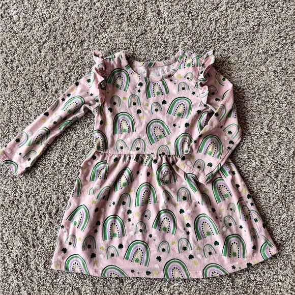 Wonder Nation Pink and Green Rainbow Dress St. Patricks St. Patty's day Size 2T - Picture 4 of 9